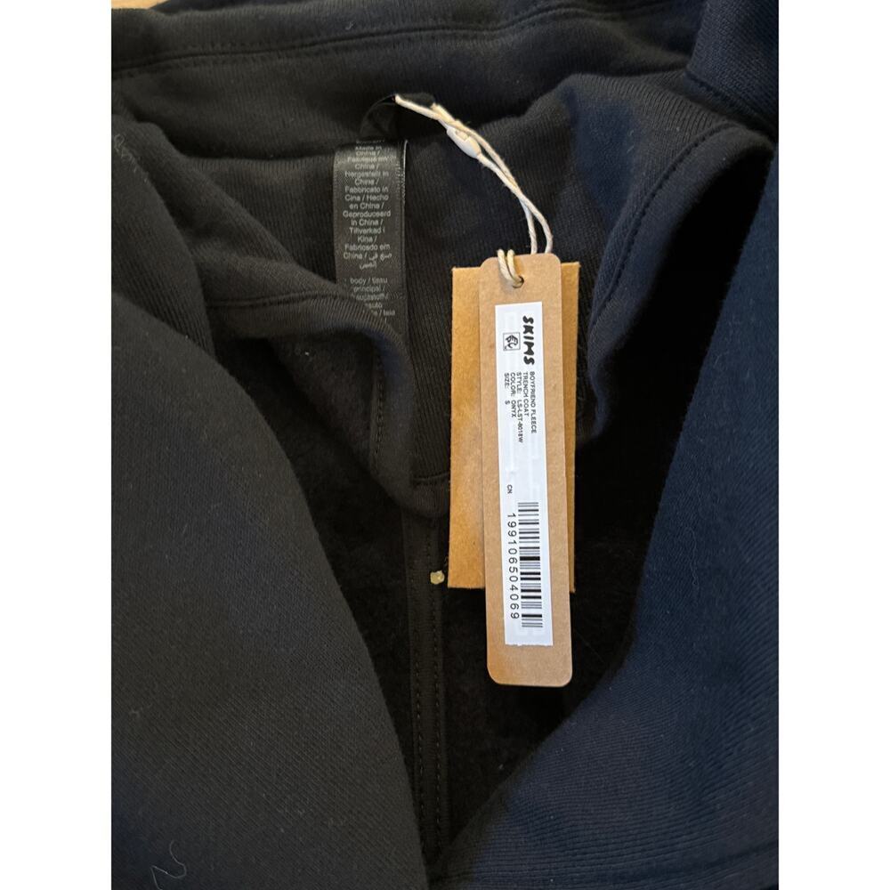 (S) NWT‎ $248 SKIMS Boyfriend Fleece Oversized Trench Coat in Onyx Size Small - Picture 7 of 9